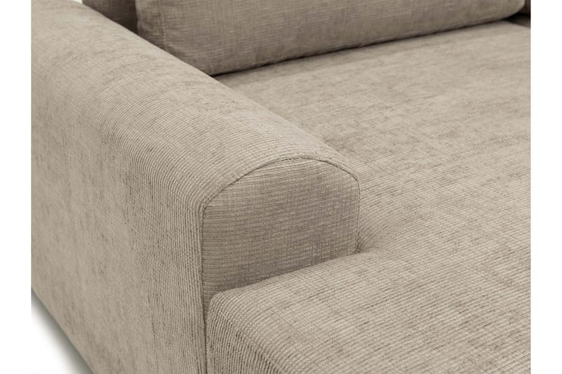 Bella Sovesofa med Sjeselong 3-seter i Plysj - Beige - Møbler - Sofaer - Sovesofaer - Sovesofa divan