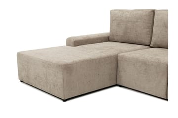 Bella Sovesofa med Sjeselong 3-seter i Plysj - Beige - Møbler - Sofaer - Sovesofaer - Sovesofa divan