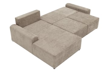 Bella Sovesofa med Sjeselong 3-seter i Plysj - Beige - Møbler - Sofaer - Sovesofaer - Sovesofa divan