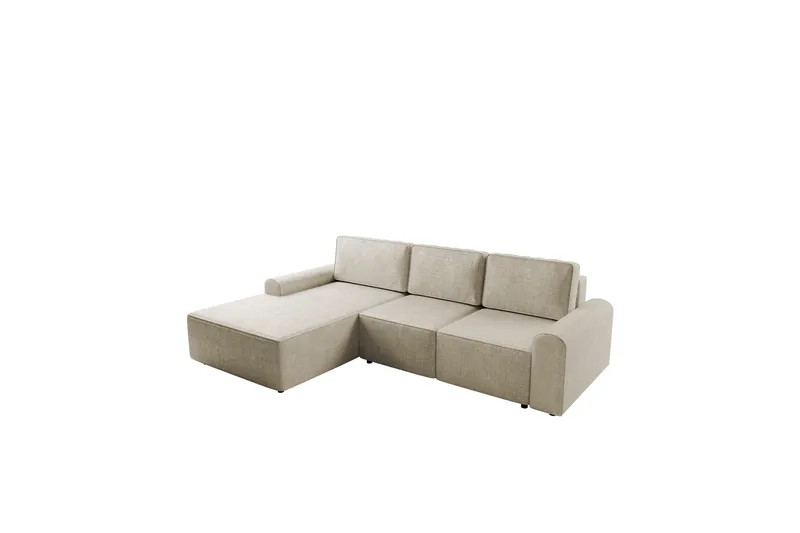 Bella Sovesofa med Sjeselong 3-seter i Plysj, Beige
