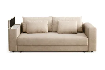 Bergen Ekstra dyp, 3-seters sovesofa med oppbevaring - Beige - Møbler - Sofaer - Sovesofaer - 3 seters sovesofa