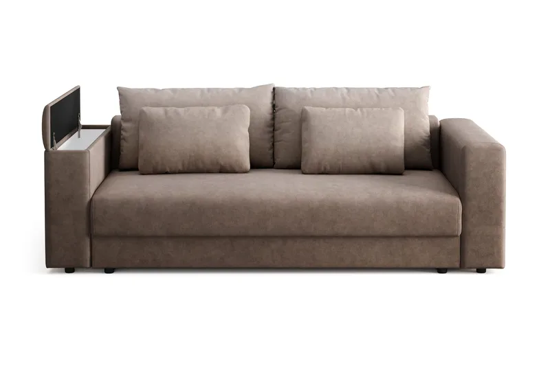 Bergen Ekstra dyp, 3-seters sovesofa med oppbevaring - Brun - Møbler - Sofaer - Sovesofaer - 3 seters sovesofa