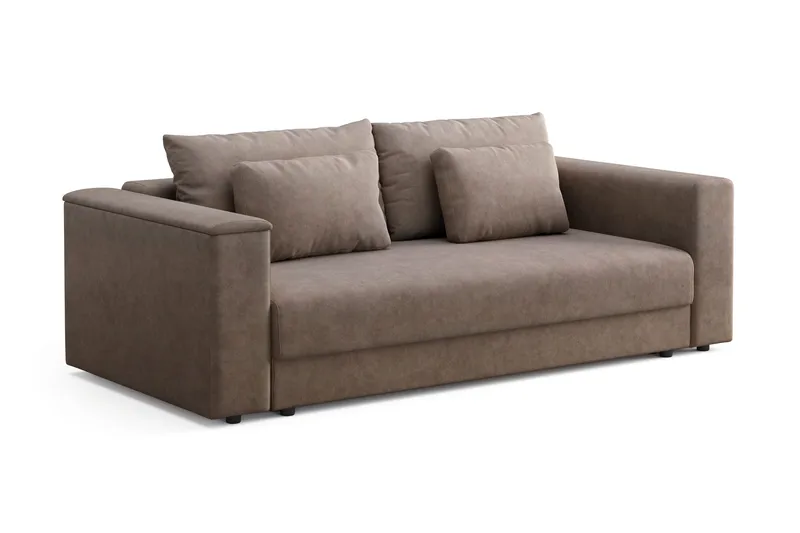 Bergen Ekstra dyp, 3-seters sovesofa med oppbevaring - Brun - Møbler - Sofaer - Sovesofaer - 3 seters sovesofa