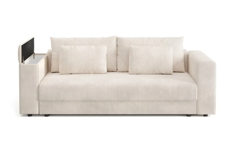 Bergen Ekstra dyp, 3-seters sovesofa med oppbevaring i manchester - Beige - Møbler - Sofaer - Sovesofaer - 3 seters sovesofa