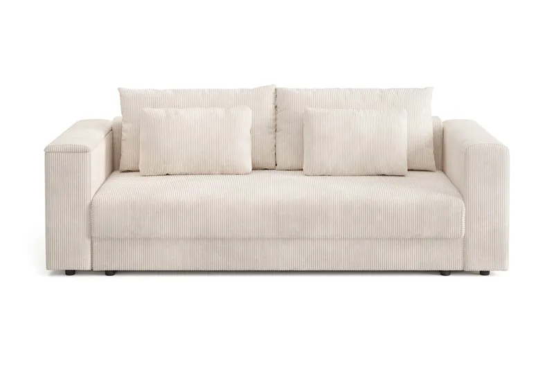 Bergen Ekstra dyp, 3-seters sovesofa med oppbevaring i manchester - Beige - Møbler - Sofaer - Sovesofaer - 3 seters sovesofa