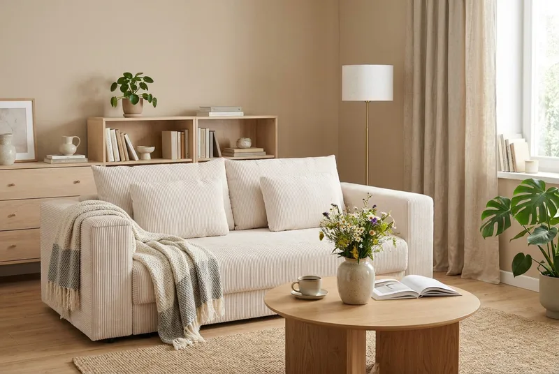 Bergen Ekstra dyp, 3-seters sovesofa med oppbevaring i manchester - Beige - Møbler - Sofaer - Sovesofaer - 3 seters sovesofa