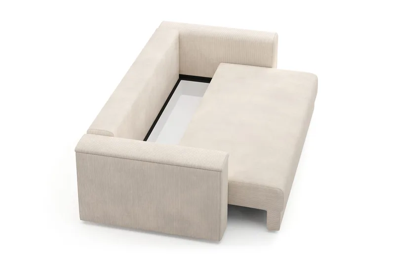 Bergen Ekstra dyp, 3-seters sovesofa med oppbevaring i manchester - Beige - Møbler - Sofaer - Sovesofaer - 3 seters sovesofa