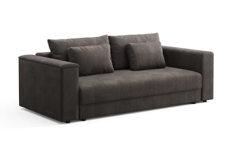 Bergen Ekstra dyp, 3-seters sovesofa med oppbevaring i manchester - Mørkegrå - Møbler - Sofaer - Sovesofaer - 3 seters sovesofa
