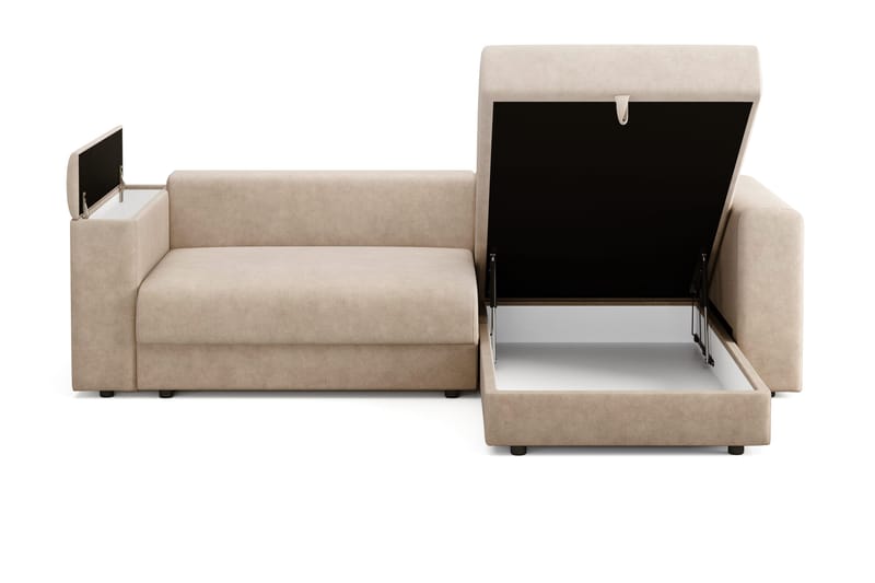 Bergen Ekstra dyp, 3-seters sovesofa med vendbar sjeselong og oppbevaring - Beige - Møbler - Sofaer - Sovesofaer - Sovesofa divan