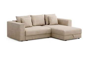 Bergen Ekstra dyp, 3-seters sovesofa med vendbar sjeselong og oppbevaring - Beige - Møbler - Sofaer - Sovesofaer - Sovesofa divan