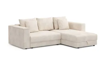 Bergen Ekstra dyp, 3-seters sovesofa med vendbar sjeselong og oppbevaring i manchester - Beige - Møbler - Sofaer - Sovesofaer - Sovesofa divan