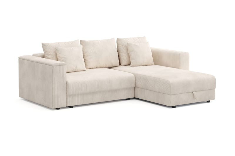 Bergen Ekstra dyp, 3-seters sovesofa med vendbar sjeselong og oppbevaring i manchester - Beige - Møbler - Sofaer - Sovesofaer - Sovesofa divan