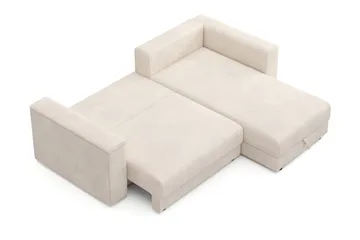 Bergen Ekstra dyp, 3-seters sovesofa med vendbar sjeselong og oppbevaring i manchester - Beige - Møbler - Sofaer - Sovesofaer - Sovesofa divan