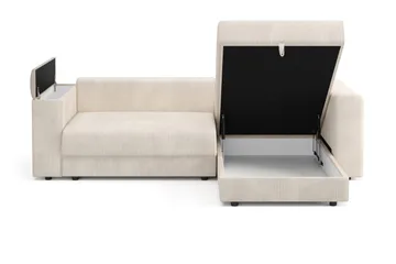 Bergen Ekstra dyp, 3-seters sovesofa med vendbar sjeselong og oppbevaring i manchester - Beige - Møbler - Sofaer - Sovesofaer - Sovesofa divan