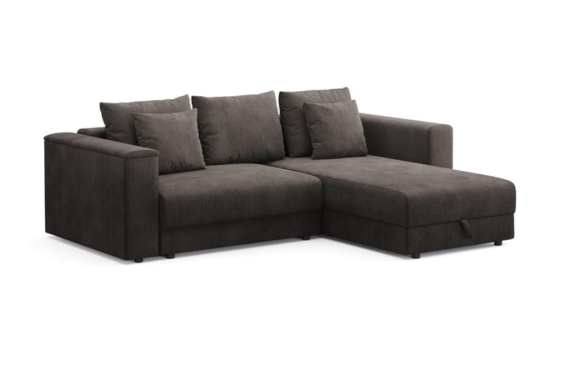 Bergen Ekstra dyp, 3-seters sovesofa med vendbar sjeselong og oppbevaring i manchester - Mørkegrå - Møbler - Sofaer - Sovesofaer - Sovesofa divan