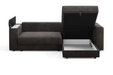 Bergen Ekstra dyp, 3-seters sovesofa med vendbar sjeselong og oppbevaring i manchester - Mørkegrå - Møbler - Sofaer - Sovesofaer - Sovesofa divan