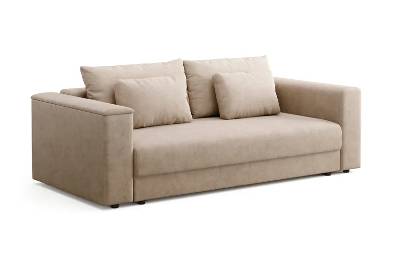Bergen Ekstra dyp, framoverutslått 3-seters sovesofa med oppbevaring - Beige - Møbler - Sofaer - Sovesofaer - 3 seters sovesofa