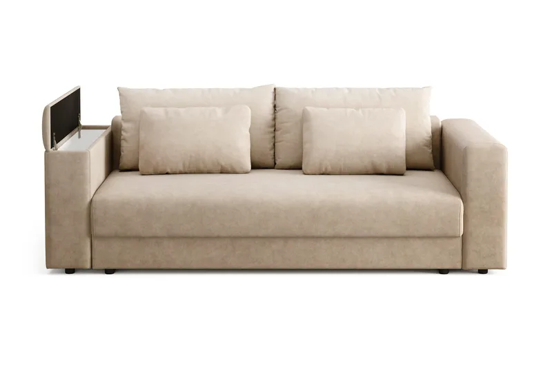 Bergen Ekstra dyp, framoverutslått 3-seters sovesofa med oppbevaring - Beige - Møbler - Sofaer - Sovesofaer - 3 seters sovesofa