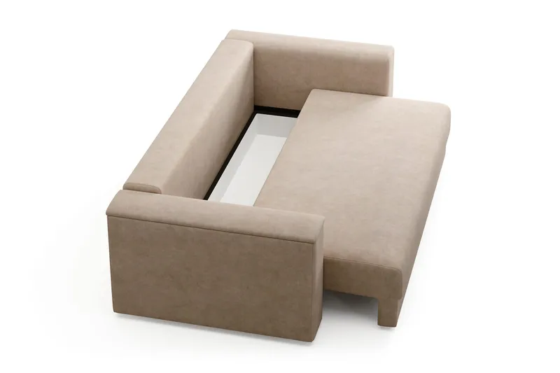 Bergen Ekstra dyp, framoverutslått 3-seters sovesofa med oppbevaring - Beige - Møbler - Sofaer - Sovesofaer - 3 seters sovesofa