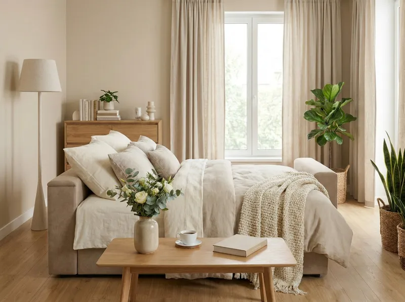 Bergen Ekstra dyp, framoverutslått 3-seters sovesofa med oppbevaring - Beige - Møbler - Sofaer - Sovesofaer - 3 seters sovesofa