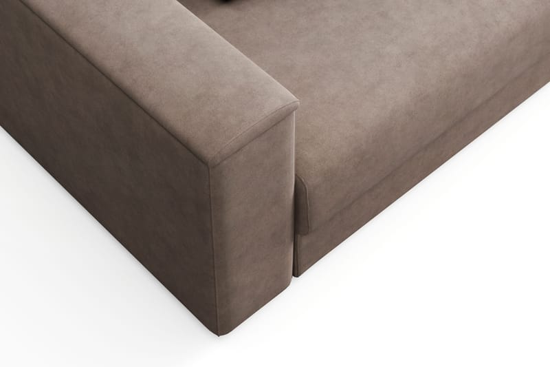 Bergen Ekstra dyp, framoverutslått 3-seters sovesofa med vendbar sjeselong og oppbevaring - Brun - Møbler - Sofaer - Sovesofaer - Sovesofa divan