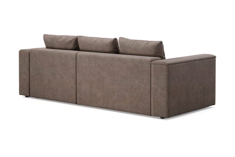 Bergen Ekstra dyp, framoverutslått 3-seters sovesofa med vendbar sjeselong og oppbevaring - Brun - Møbler - Sofaer - Sovesofaer - Sovesofa divan