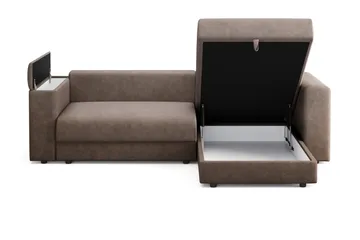 Bergen Ekstra dyp, framoverutslått 3-seters sovesofa med vendbar sjeselong og oppbevaring - Brun - Møbler - Sofaer - Sovesofaer - Sovesofa divan