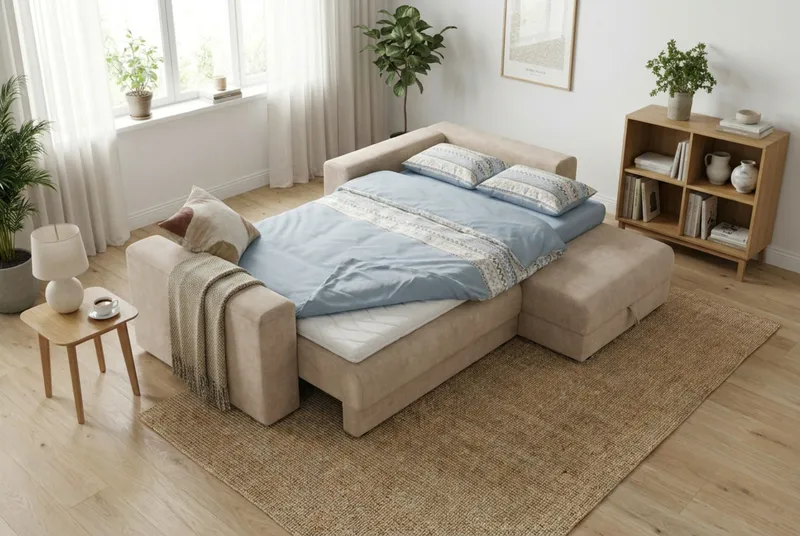 Bergen Ekstra dyp 3-seters sovesofa med divan og overmadrass i lateks og vaskbart trekk - Beige - Møbler - Sofaer - Sovesofaer - Sovesofa divan