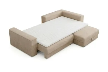 Bergen Ekstra dyp 3-seters sovesofa med divan og overmadrass i lateks og vaskbart trekk - Beige - Møbler - Sofaer - Sovesofaer - Sovesofa divan