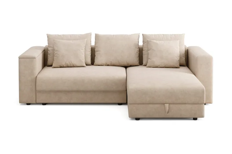 Bergen Ekstra dyp 3-seters sovesofa med divan og overmadrass i lateks og vaskbart trekk - Beige - Møbler - Sofaer - Sovesofaer - Sovesofa divan