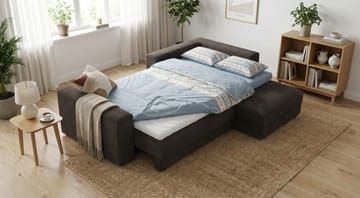 Bergen Ekstra dyp 3-seters sovesofa med divan og overmadrass i lateks og vaskbart trekk - Mørkegrå - Møbler - Sofaer - Sovesofaer - Sovesofa divan