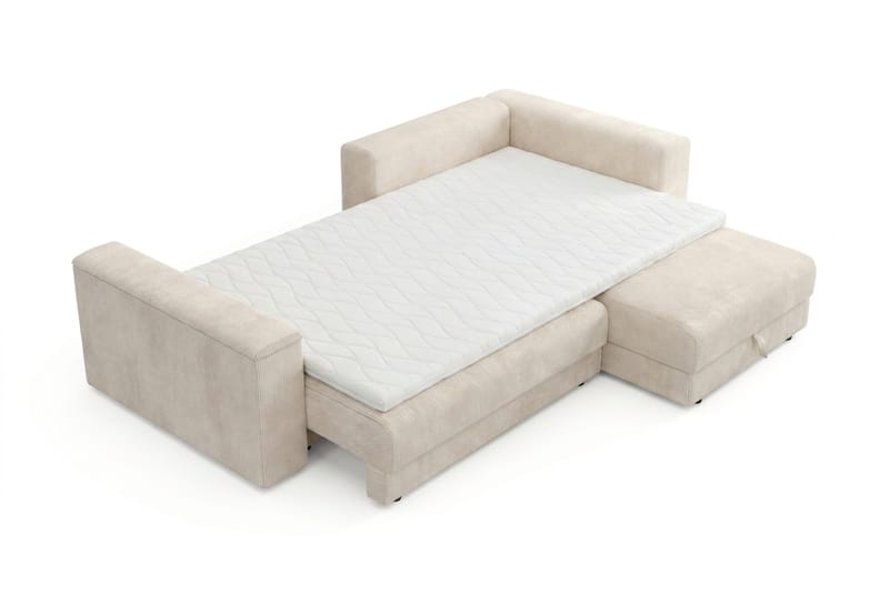 Bergen Ekstra dyp 3-seters sovesofa med divan og overmadrass i memoryskum og vaskbart trekk - Beige manchester - Møbler - Sofaer - Sovesofaer - Sovesofa divan