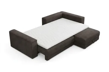 Bergen Ekstra dyp 3-seters sovesofa med divan og overmadrass i polyeterskum og vaskbart trekk - Mørkegrå - Møbler - Sofaer - Sovesofaer - Sovesofa divan