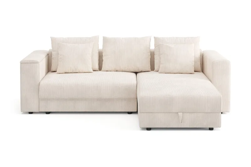 Bergen Ekstra dyp 3-seters sovesofa med divan og overmadrass i polyeterskum og vaskbart trekk, Beige