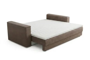 Bergen Ekstra dyp 3-seters sovesofa med overmadrass i polyeterskum, vendbar sommer- og vinterside og vaskbart trekk - Beige stoff - Møbler - Sofaer - Sovesofaer - 3 seters sovesofa