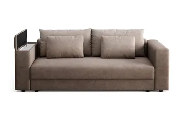 Bergen Ekstra dyp 3-seters sovesofa med overmadrass i polyeterskum, vendbar sommer- og vinterside og vaskbart trekk - Beige stoff - Møbler - Sofaer - Sovesofaer - 3 seters sovesofa