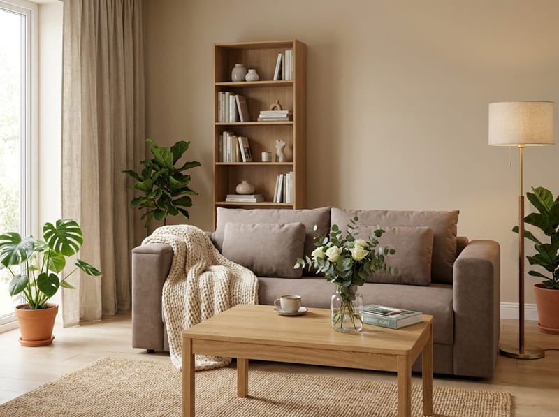 Bergen Ekstra dyp 3-seters sovesofa med overmadrass i polyeterskum, vendbar sommer- og vinterside og vaskbart trekk - Beige stoff - Møbler - Sofaer - Sovesofaer - 3 seters sovesofa