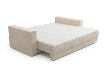 Bergen Ekstra dyp 3-seters sovesofa med overmadrass i polyeterskum og vaskbart trekk - Beige manchester - Møbler - Sofaer - Sovesofaer - 3 seters sovesofa