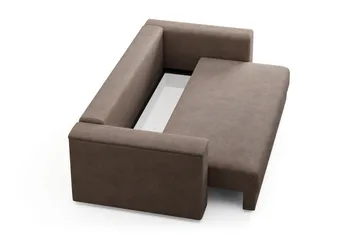 Bergen Ekstra dyp 3-seters sovesofa med overmadrass i polyeterskum, vendbar sommer- og vinterside og vaskbart trekk - Beige stoff - Møbler - Sofaer - Sovesofaer - 3 seters sovesofa
