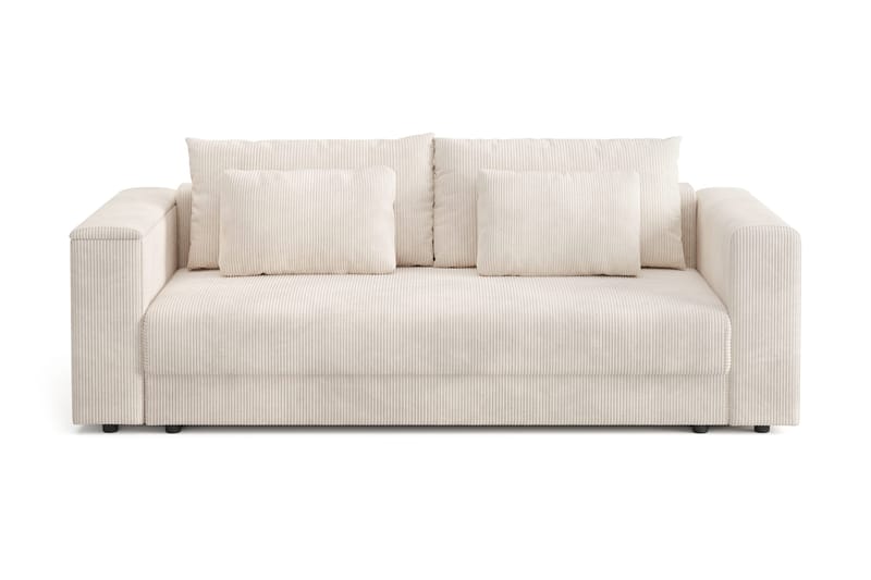 Bergen Ekstra dyp 3-seters sovesofa med overmadrass i polyeterskum og vaskbart trekk, Beige manchester