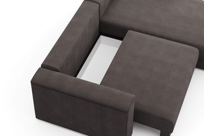 Bergen Ekstra dyp fremoveruttrekkbar 3-seters sovesofa med divan og overmadrass i polyeterskum, vendbar sommer- og vinterside og vaskbart trekk - Brun manchester - Møbler - Sofaer - Sovesofaer - Sovesofa divan