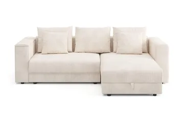Bergen Ekstra dyp fremoveruttrekkbar 3-seters sovesofa med divan og overmadrass i polyeterskum, vendbar sommer- og vinterside og vaskbart trekk - Beige manchester - Møbler - Sofaer - Sovesofaer - Sovesofa divan
