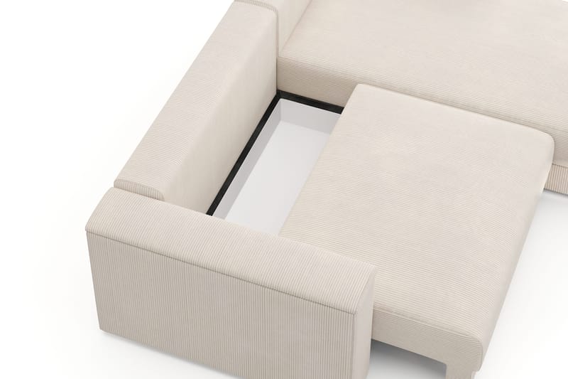 Bergen Ekstra dyp fremoveruttrekkbar 3-seters sovesofa med divan og overmadrass i polyeterskum, vendbar sommer- og vinterside og vaskbart trekk - Beige manchester - Møbler - Sofaer - Sovesofaer - Sovesofa divan