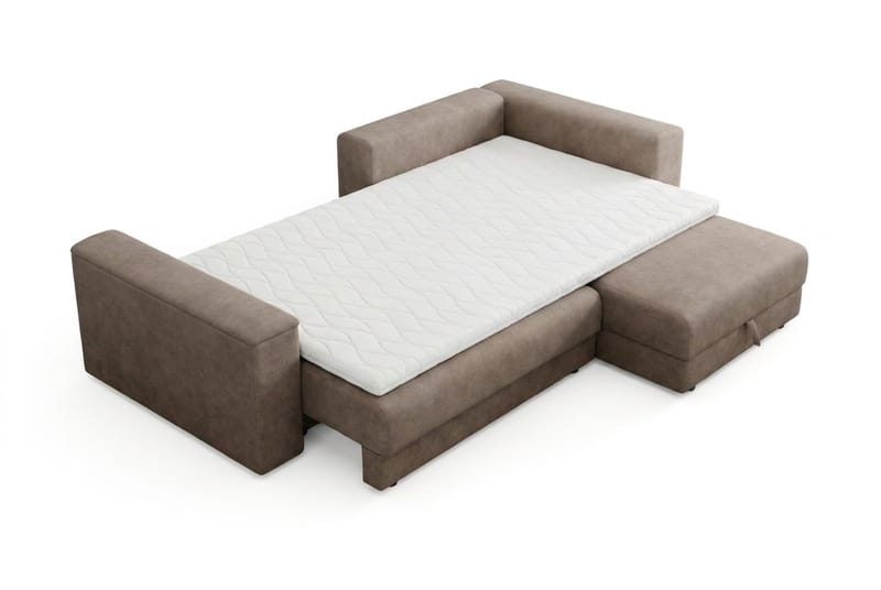 Bergen Ekstra dyp fremoveruttrekkbar 3-seters sovesofa med divan og overmadrass i polyeterskum, vendbar sommer- og vinterside og vaskbart trekk - Beige stoff - Møbler - Sofaer - Sovesofaer - Sovesofa divan