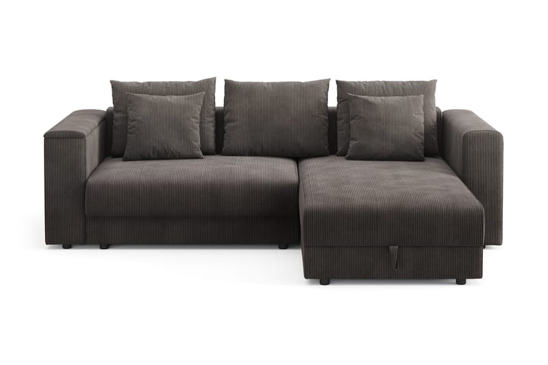 Bergen Ekstra dyp fremoveruttrekkbar 3-seters sovesofa med divan og overmadrass i polyeterskum, vendbar sommer- og vinterside og vaskbart trekk - Brun manchester - Møbler - Sofaer - Sovesofaer - Sovesofa divan