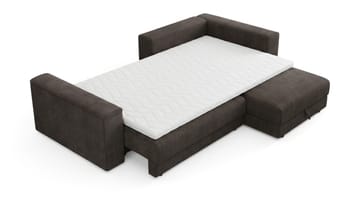 Bergen Ekstra dyp fremoveruttrekkbar 3-seters sovesofa med divan og overmadrass i polyeterskum, vendbar sommer- og vinterside og vaskbart trekk - Brun manchester - Møbler - Sofaer - Sovesofaer - Sovesofa divan