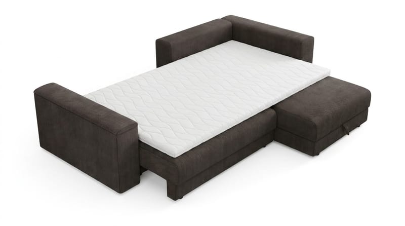Bergen Ekstra dyp fremoveruttrekkbar 3-seters sovesofa med divan og overmadrass i polyeterskum, vendbar sommer- og vinterside og vaskbart trekk - Brun manchester - Møbler - Sofaer - Sovesofaer - Sovesofa divan
