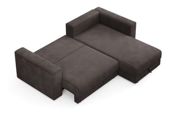 Bergen Ekstra dyp fremoveruttrekkbar 3-seters sovesofa med divan og overmadrass i polyeterskum, vendbar sommer- og vinterside og vaskbart trekk - Brun manchester - Møbler - Sofaer - Sovesofaer - Sovesofa divan