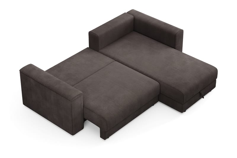 Bergen Ekstra dyp fremoveruttrekkbar 3-seters sovesofa med divan og overmadrass i polyeterskum, vendbar sommer- og vinterside og vaskbart trekk - Brun manchester - Møbler - Sofaer - Sovesofaer - Sovesofa divan