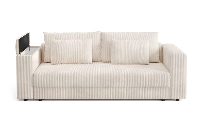 Bergen Ekstra dyp fremoveruttrekkbar 3-seters sovesofa med overmadrass i polyeterskum, vendbar sommer- og vinterside og vaskbart trekk - Beige manchester - Møbler - Sofaer - Sovesofaer - 3 seters sovesofa